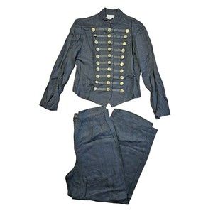 Vtg Dani Michaels Woman Size 12 Black Military Style Long Sleeve Top & Pants